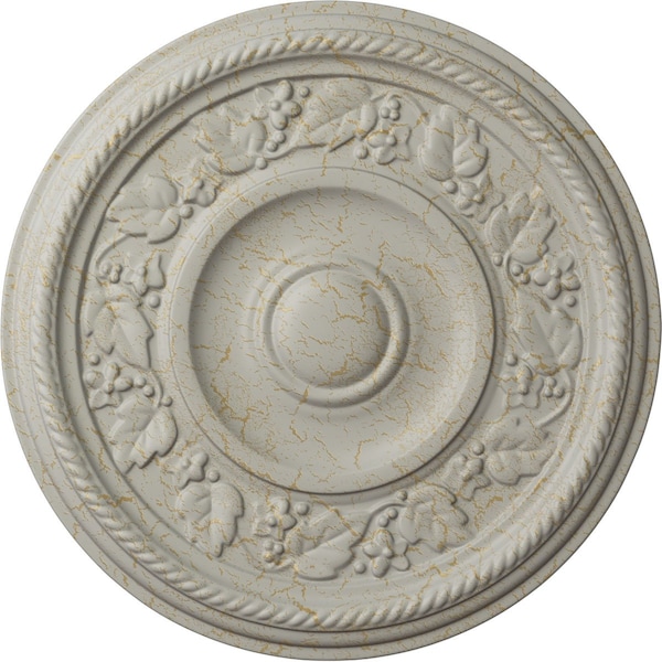 Ekena Millwork Tyrone Ceiling Medallion (Fits Canopies up to 6 3/4"), 16 1/8"OD x 3/4"P, Pot of Cream Crackle CM16TYPCC - main